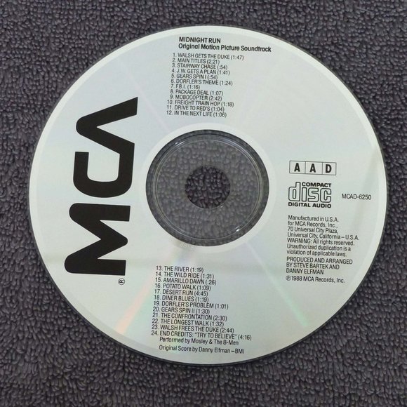 Midnight Run Original Movie Soundtrack CD Score Danny Elfman Rare 1988 MCA Rare - Picture 7 of 12